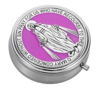 VALICLUD Boîte à Bijoux Religieuse Métal Rondée pour Chapelet Catholique Coffret Souvenir Saint Benoît et Organisateur de Prière et Bijoux pour Communion