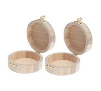 VALICLUD Boîte à Bijoux Ronde en Bois 2pcs DIY pour Rangement de Bijoux, Style Simple Chic, comme Présent et Rangement Tiroir