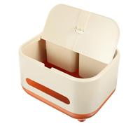VALICLUD Boîte à Mouchoirs Carrée Multifonctionnelle HIPS Organiseur de Bureau avec Compartiments pour Télécommande et Accessoires Rangement Stable et pour Salon et Chambre Couleur Amande