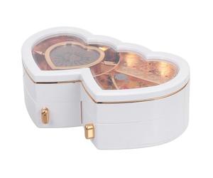 VALICLUD Boîte à Musique Cœur Double Figurine Danseuse Rotative Tiroir de Rangement Couvercle Transparent Présent Saint-Valentin Décoration Intérieure Boîte à Bijoux Musicale pour