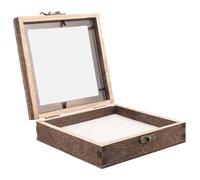 VALICLUD Boîte de Présentation pour Spécimens Bois avec Couvercle Transparent Rangement Anti-poussière pour Insectes et Fleurs Séchées Boîte Vintage Carrée pour Collection et Décoration