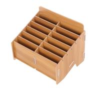 VALICLUD Boîte de Rangement à Tickets 12 Compartiments en Bois de Noyer Organiseur de Bureau Compact pour Documents et Notes Support Multifonction pour Maison et Bureau Organiseur de