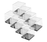 VALICLUD Boîte de Rangement Carrée Transparente 8 Pcs 68x68x68 Mm Socle Noir, Boîte D'exposition Plastique pour Minéraux, Spécimens et Collection, Vitrine Carrée Compacte pour Usage