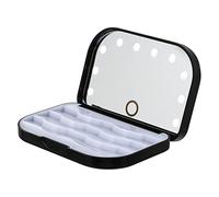 VALICLUD Boîte de rangement des cils LED étui de rangement pour cils Extensions de cils récipient à cils fouetter UV étui porte-cils étui à cils miroir LED Plastique Black