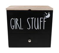 VALICLUD Boîte de Rangement en Bois pour Tampons Hygiéniques avec Couvercle Conteneur Étanche Noir Compact pour Salle de Bain Organisateur Pratique pour Protections Féminines et