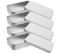 VALICLUD Boîte en Fer-Blanc Rectangulaire 4 Pièces Couvercle à Charnière pour Rangement de Bonbons et Snacks Lors de Fêtes et Mariages, Dimensions 4.32X2.55X1 CM