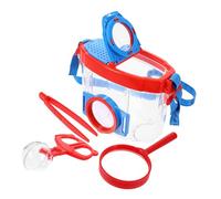 VALICLUD Boîte Observation Insectes pour Garçon Fille avec Loupe Double Lentille Kit Exploration Plein Air Mallette Éducative avec Ciseaux et Pince pour Curiosité et Motricité Fine