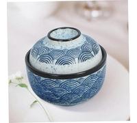 VALICLUD Bol à Soupe Céramique avec Couvercle et Cuillère Bol à Nouilles Multifonction Chaleur pour Miso Riz et Apéritifs Set Style Traditionnel