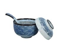 VALICLUD Bol à Soupe en Céramique avec Couvercle Ensemble de Bols à Ramen Japonerie 2 Pièces pour Soupe et Nouilles Utilisation au Micro-Ondes