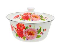 VALICLUD Bol Émaillé Vintage Multifonction avec Couvercle Bassine à Lard Épaisse Bol à Soupe Créatif pour Cuisine Rétro et Conservation
