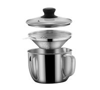 VALICLUD Bol Séparateur de Graisse Acier Inoxydable avec Passoire Fine et Couvercle Verre et Soupe pour Cuisine Maison et Restaurant Outil de Séparation Dhuile