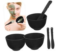 VALICLUD Bols à Masque En Silicone Réutilisables Spatules Plates, Fond Profond, Pour Application Visage Et Coloration Capillaire, Kit 3 Bols Pour Soins Maison Et Spa