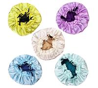 VALICLUD Bonnet de Satin pour Garçon Fille Protection Capillaire Élastique Chapeau à Large Bord pour Sommeil et Voyages Jaune