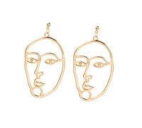 VALICLUD Boucles D’oreilles Masque Visage Abstrait Élégantes, Acier Inoxydable Léger, Style Yeux Fermés, Femme, Usage Quotidien, Dimension 3 Cm