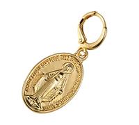 VALICLUD Boucles D’oreilles Vintage Pendantes Médaille Sainte Vierge Métal Doré Clips Femme Quotidien Mode Légère