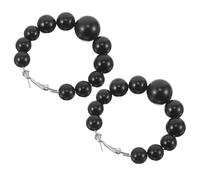 VALICLUD Boucles D'oreilles Créoles en Perles Fausses Noires, Grandes Rondes Légères et Confortables, pour Sorties Quotidiennes ou Soirées Élégantes