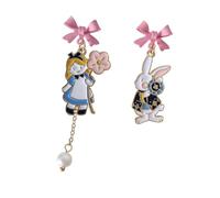 VALICLUD Boucles Oreilles Argent Nœud et Lapin Asymétriques Boucles Oreilles Puces Légères et Durables Bijoux pour Femmes et Filles Cadeau Mode