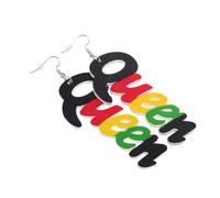 VALICLUD Boucles Oreilles Bois Lettre Reine Pour Femme Pendantes Bois Africain Légères Et Durables Accessoires Mode Festival Style Créatif Et Élégant