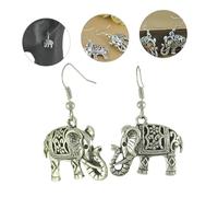 VALICLUD Boucles Oreilles Pendantes Éléphant Argent Tibétain Design Rétro Sculpté Bijoux Fantaisie pour Femme Cadeau Élégant Au Quotidien