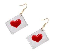 VALICLUD Boucles Oreilles Valentine Forme de Cœur et Bonbon pour Femme Pendantes Transparentes Cadeau Mignon pour Anniversaire et Fête des Amoureux