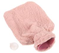 VALICLUD Bouillotte 1000 Ml Rechargeable à Eau Chaude Housse en Fausse Fourrure Rose Poche d'Eau Chaude Réutilisable en PVC Chauffe-Mains Compact pour Usage Domestique et Voyage
