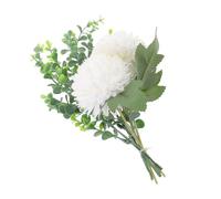 VALICLUD Boule de Chrysanthèmes Artificiels Blancs avec Eucalyptus Bouquet Décoratif Réaliste en Soie Fleurs Solide pour Décoration Maison Mariage Thanksgiving et Jardin Composition
