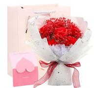 VALICLUD Bouquet de Fleurs Séchées Gypsophile Rouge Saint-Valentin, Présent d'anniversaire Solide et Finement Travaillé