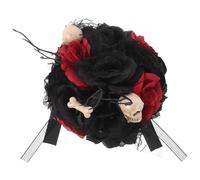 VALICLUD Bouquet Halloween Noir et Rouge Têtes de Mort Fleurs Artificielles Décoratives Bouquet de Roses Artificielles pour Décoration Intérieure et Fête pour Maison et Événement