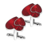 VALICLUD Boutons de Manchette Cœur Rouge Profond en Métal pour Hommes 1 Paire D’accessoires de Costume Élégants pour Chemises Habillées, Adaptés Mariage, Smoking et Saint-valentin, Boutons