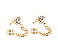 VALICLUD Boutons de Manchette Dorés en Cristal à Chaîne, Boutons de Manchette d'affaires Élégants, Métal Doré, Hommes, Accessoires Chemise Formelle, Lot de 2, Style Rond