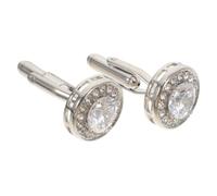 VALICLUD Boutons de Manchette en Zircon Argenté Faciles à Utiliser Design Rond Moderne pour Hommes et Femmes pour Affaires et Occasions Spéciales