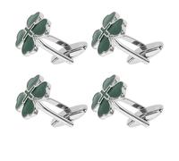 VALICLUD Boutons de Manchette pour Chemise Homme 2 Paires en Métal Émaillé Vert Design Trèfle à Quatre Feuilles de Cœur Accessoires Costume Homme Fermoir Sécurisé Style Vintage pour