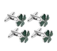 VALICLUD Boutons de Manchette Trèfle à Quatre Feuilles en Alliage Vert, 2 Paires Fixations Antidérapantes Ajustement Sécurisé, Élégance Classique pour Mariages et Réunions Professionnelles