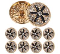 VALICLUD Boutons Métalliques Ronds Noirs Set de 10 Pièces 25mm Finition Fine et Résistante la Rouille Strass Décoratif Élégant pour Manteau en Laine