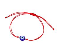 VALICLUD Bracelet Evil Eye Minimaliste Réglable pour Femme et Homme Protection le Mauvais Œil Accessoire Léger pour Quotidien et Fête Cordon Rouge Double Fils avec Perles Dorées
