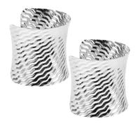 VALICLUD Bracelet Jonc Manchette Large Ouvert en Métal Argenté Rainuré Lot de 2 Pièces Style Ondulé Réglable et Confortable Bijou pour Femme au Poignet Accessoire Mode Quotidien et