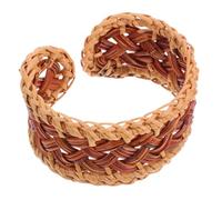VALICLUD Bracelet Manchette Vintage Tressé Main en Rotin Naturel, Style Bohème, Léger et Ajustable, Femme, Accessoire Été pour Sorties Décontractées, Tressage Épais et Coloré