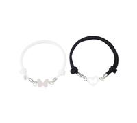VALICLUD Bracelets Assortis pour Couples en Acier Inoxydable Bracelets Mère-Fille Réglables Design Cœur Découpé Fils Tressés Noir et Blanc Présent Fête des Mères Bijoux D’Amitié