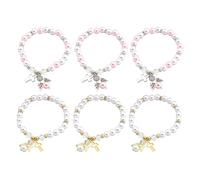 VALICLUD Bracelets en Perles Acryliques Décoratifs Lot de 6, Chaînes de Main Blanc et Rose 3 Pièces Chacune, Bijoux de Poignet D'ange pour Baptême, Présent Fête Famille et Amis