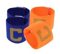 VALICLUD Brassards de Capitaine de Football Bleu et Orange en Nylon Lot de 4 Ajustables et Élastiques, Garçon et Filles Lors des de Football