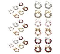 VALICLUD Breloques pour Ongles Noël en Alliage Strass et Perles 30 Pièces Boîte Décorations Manucure Guirlande Nœuds et Fleurs Accessoires Nail Art Fêtes de Fin D’Année