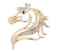 VALICLUD Broche Cheval Ajourée en Alliage Doré avec Cristaux Bijou du Zodiaque Chinois Accessoire Élégant pour Nouvel An Chinois et Tenue Quotidienne