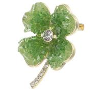 VALICLUD Broche Trèfle à Quatre Feuilles en Cristal Dégradé Vert Épingle Amulette Femme Petite Broche de Fleur Légère Fermeture Sécurisée Accessoire Polyvalent pour Vestes Robes et