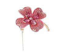 VALICLUD Broche Trèfle à Quatre Rose Cristal Simple et Élégante pour Femmes Épingle Décorative Polyvalente pour Vêtements et Accessoires Symbole Raffinement