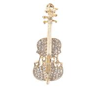 VALICLUD Broche Violon En Alliage Doré Avec Cristaux Pour Femme, Accessoire Mode Polyvalent Pour Manteau, Robe Ou Costume, Petit Bijou Éclatant Et Élégant, Pin’s Musical Unique