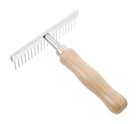 VALICLUD Brosse de Toilettage Cheval et Animaux, Peigne Démêlant en Acier Inoxydable, Manche Bois Ergonomique, Râteau de Toilettage Petit Format, Outil pour Sous-poil et Poils Morts, Usage