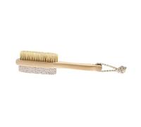 VALICLUD Brosse Poils Naturels avec Pierre Ponçe Exfoliante Manche Bois Éliminateur de Callosités et Peaux Mortes Outil Spa pour Massage et Soin