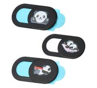 VALICLUD Cache-Objectif de Webcam Coulissant en ABS, 3 Pièces, Fin et Léger, Protection Anti-Piratage pour Ordinateurs Portables et Caméras, Design Panda Mignon pour Confidentialité
