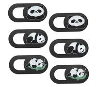 VALICLUD Cache-Webcam Panda pour Ordinateur Portable, Lot 6, ABS Noir | Profil Ultra-fin, Pose Rapide, Motif Décoratif, pour Écran Partagé et Apprentissage à Distance
