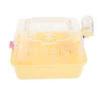 VALICLUD Cage de Transport pour Hamster Grosse Fenêtre Panoramique Cage Portable Jaune Légère en Plastique Résistant Adaptée pour Petits Animaux en Voyage et Sorties en Plein Air